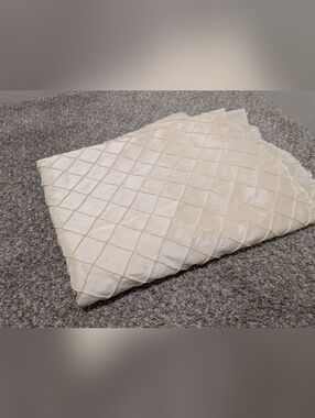 Off White Peachy Window Pane Fabric